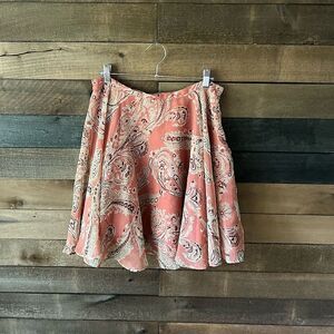 Vintage ECI Girl New York Paisley Skirt Pink Beige Textured Midi Size 9/10
